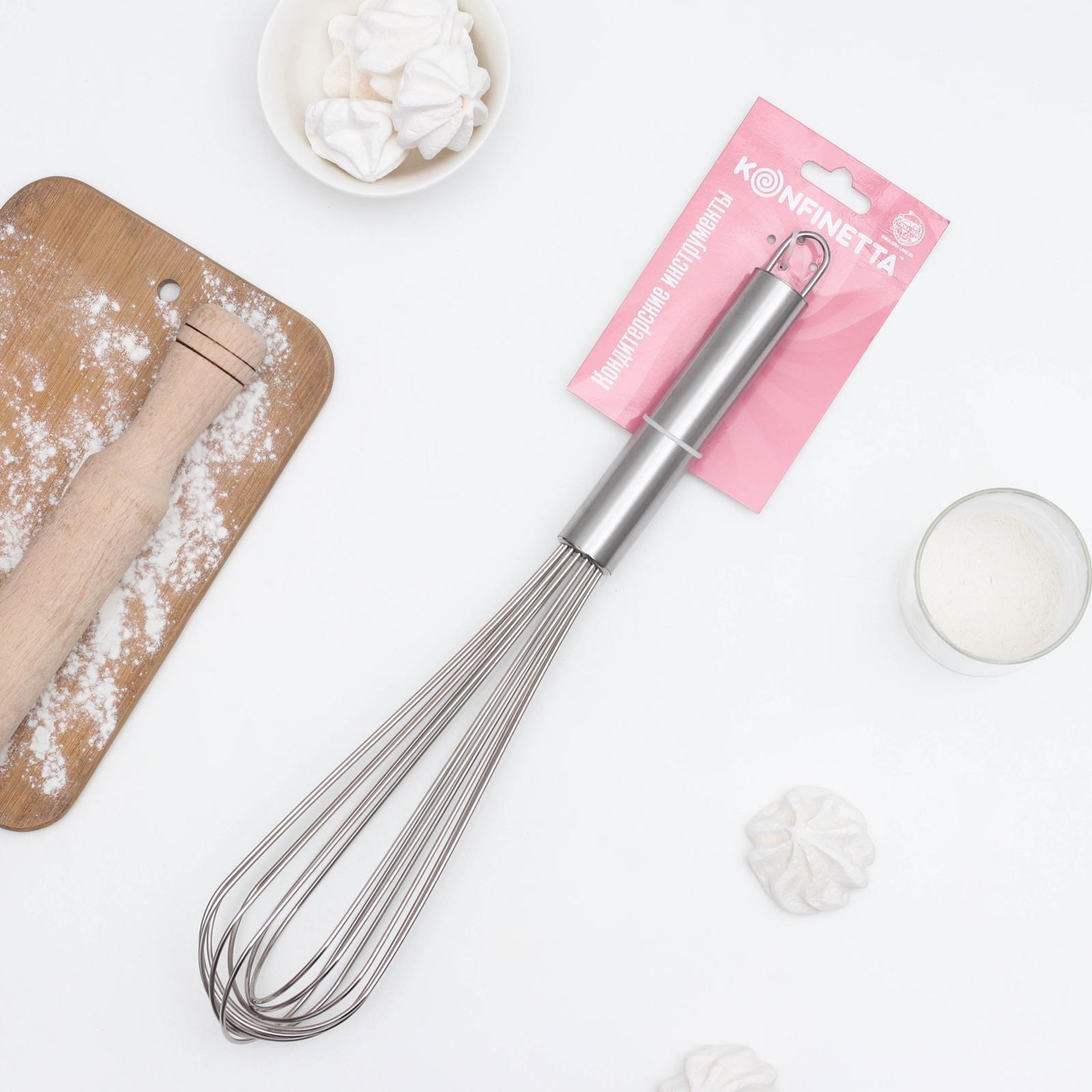 Венчик для взбивания с толстыми струнами KONFINETTA, 37×7 см, цвет хромированный