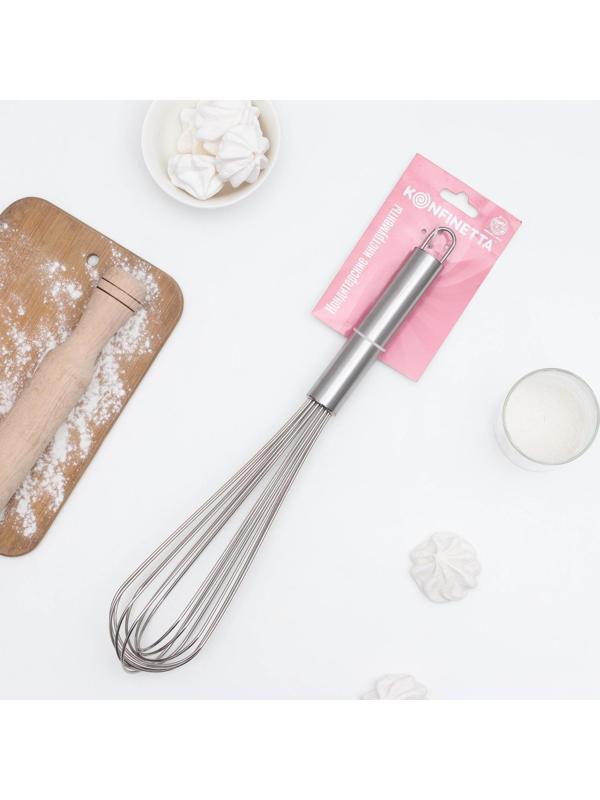 Венчик для взбивания с толстыми струнами KONFINETTA, 37×7 см, цвет хромированный