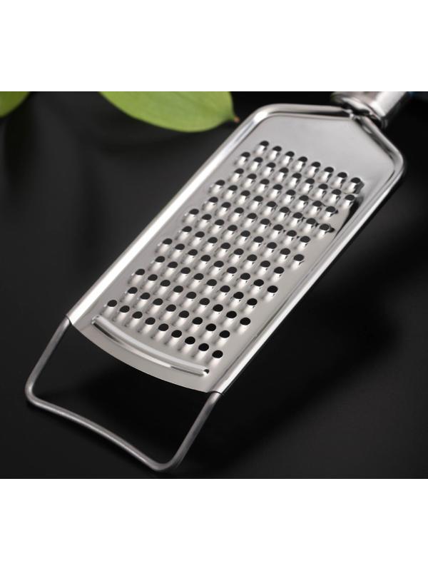 Тёрка с ручкой мелкая Доляна Lagoona, 30 см, нержавеющая сталь, цвет голубой металлик