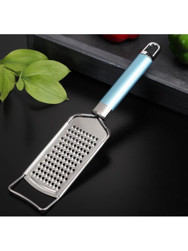 Тёрка с ручкой мелкая Доляна Lagoona, 30 см, нержавеющая сталь, цвет голубой металлик