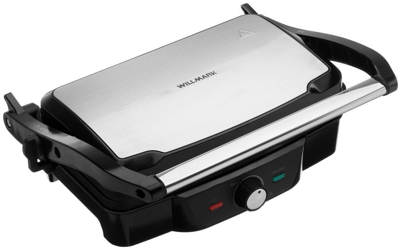 Электрогриль WILLMARK WG-2480, 1800 Вт, антипригарное покрытие, 28х17 см