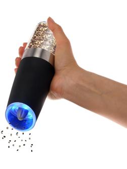 Мельница электрическая Luazon LET-003, гравитационная, пластик, от батареек, черная