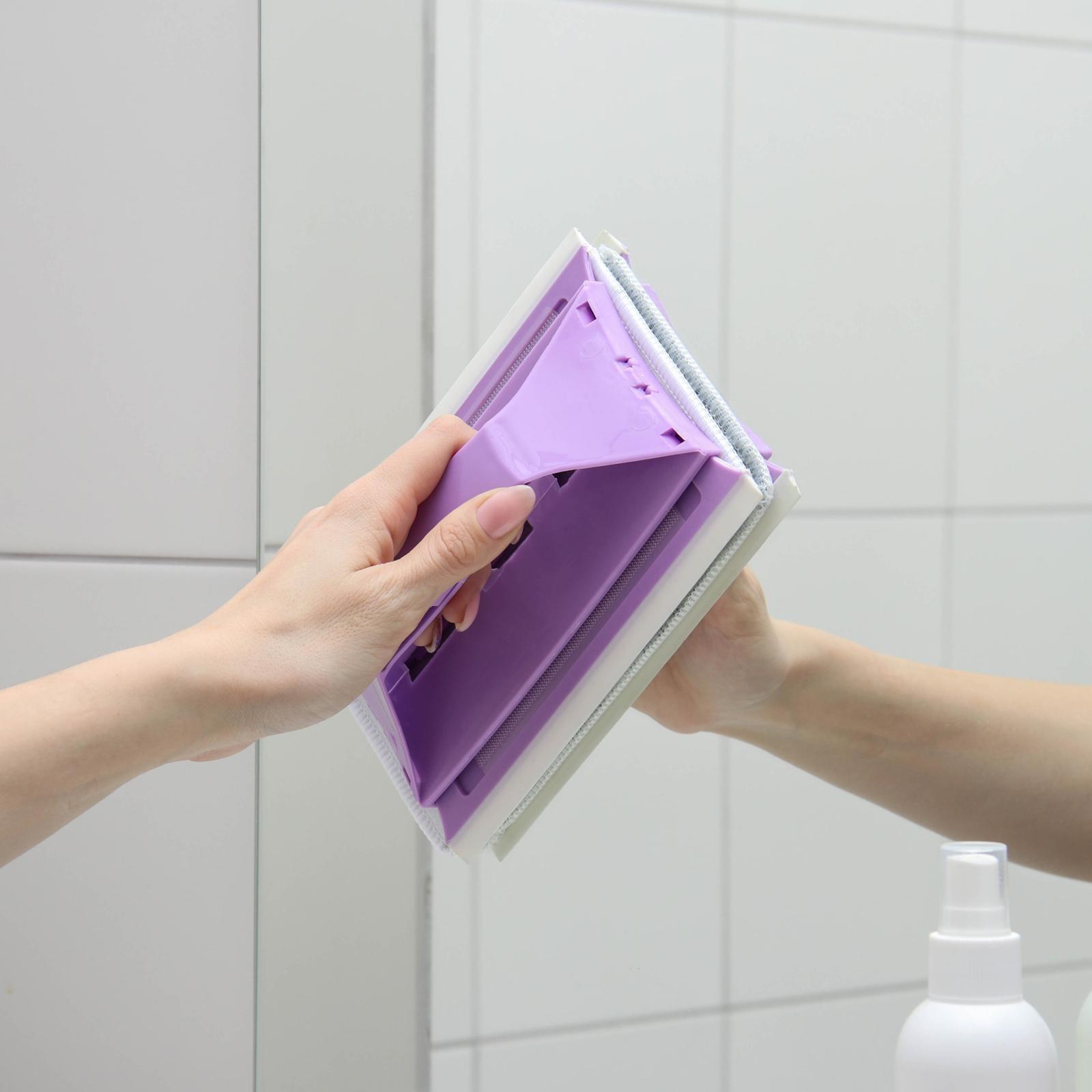 Окномойка-трансформер, силиконовый сгон, 2 насадки, 19×11 см, цвет МИКС