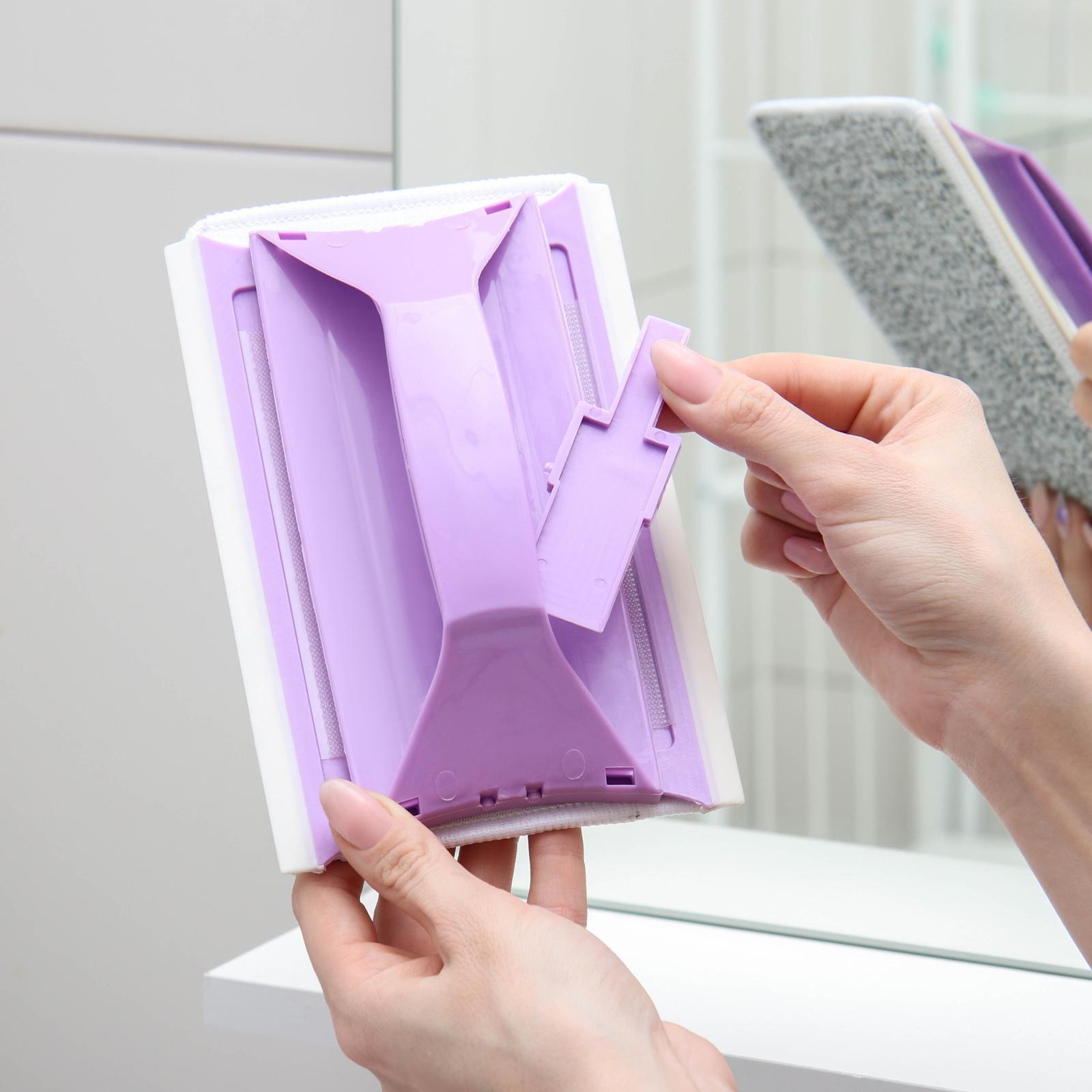 Окномойка-трансформер, силиконовый сгон, 2 насадки, 19×11 см, цвет МИКС