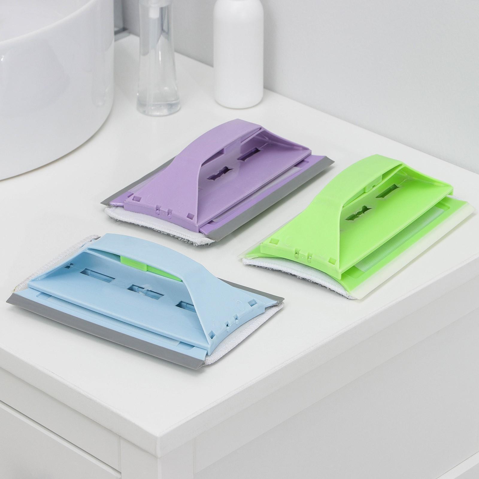 Окномойка-трансформер, силиконовый сгон, 2 насадки, 19×11 см, цвет МИКС