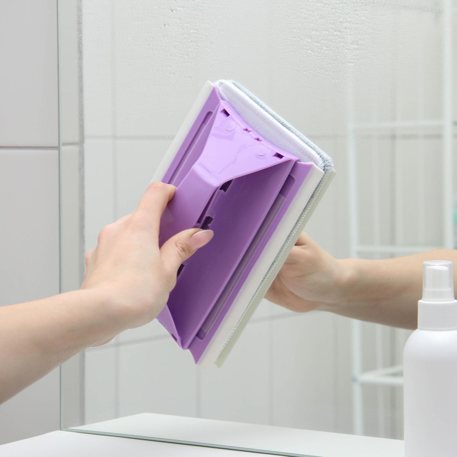 Окномойка-трансформер, силиконовый сгон, 2 насадки, 19×11 см, цвет МИКС