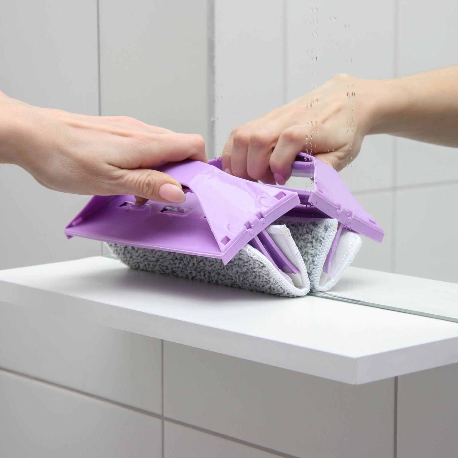 Окномойка-трансформер, силиконовый сгон, 2 насадки, 19×11 см, цвет МИКС