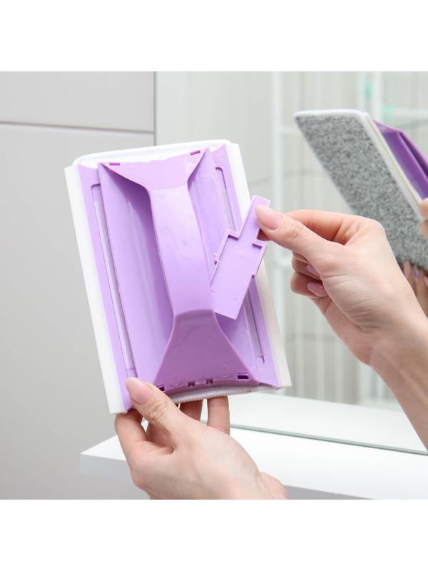 Окномойка-трансформер, силиконовый сгон, 2 насадки, 19×11 см, цвет МИКС