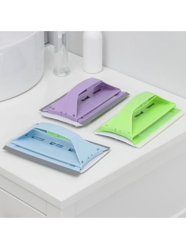 Окномойка-трансформер, силиконовый сгон, 2 насадки, 19×11 см, цвет МИКС