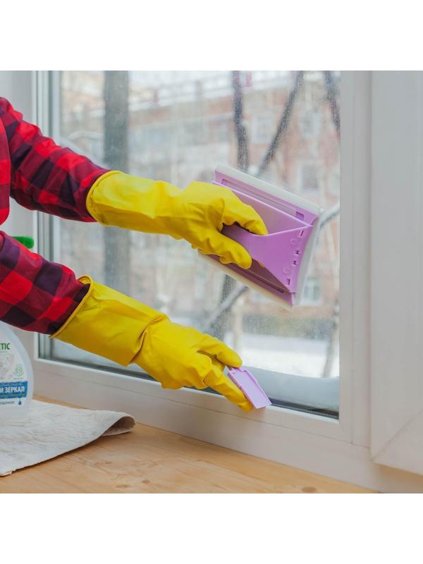 Окномойка-трансформер, силиконовый сгон, 2 насадки, 19×11 см, цвет МИКС