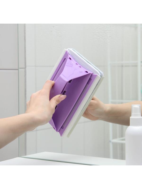 Окномойка-трансформер, силиконовый сгон, 2 насадки, 19×11 см, цвет МИКС