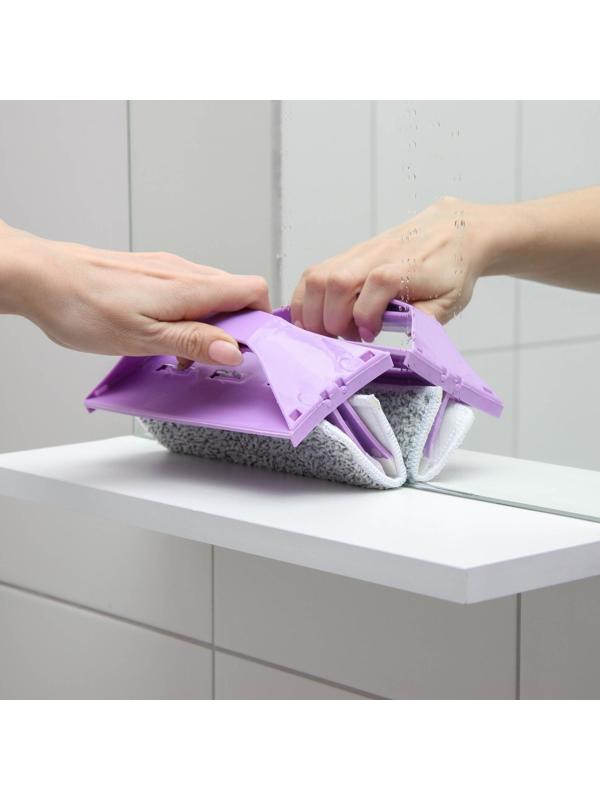 Окномойка-трансформер, силиконовый сгон, 2 насадки, 19×11 см, цвет МИКС