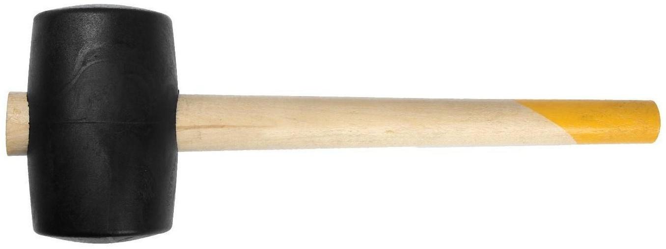 Киянка ТУНДРА, деревянная рукоятка, черная резина, 75 мм, 900 г