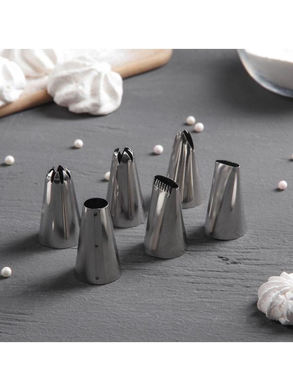 Набор кондитерских насадок Доляна, 6 шт, d=4 см, высота 2,5 см