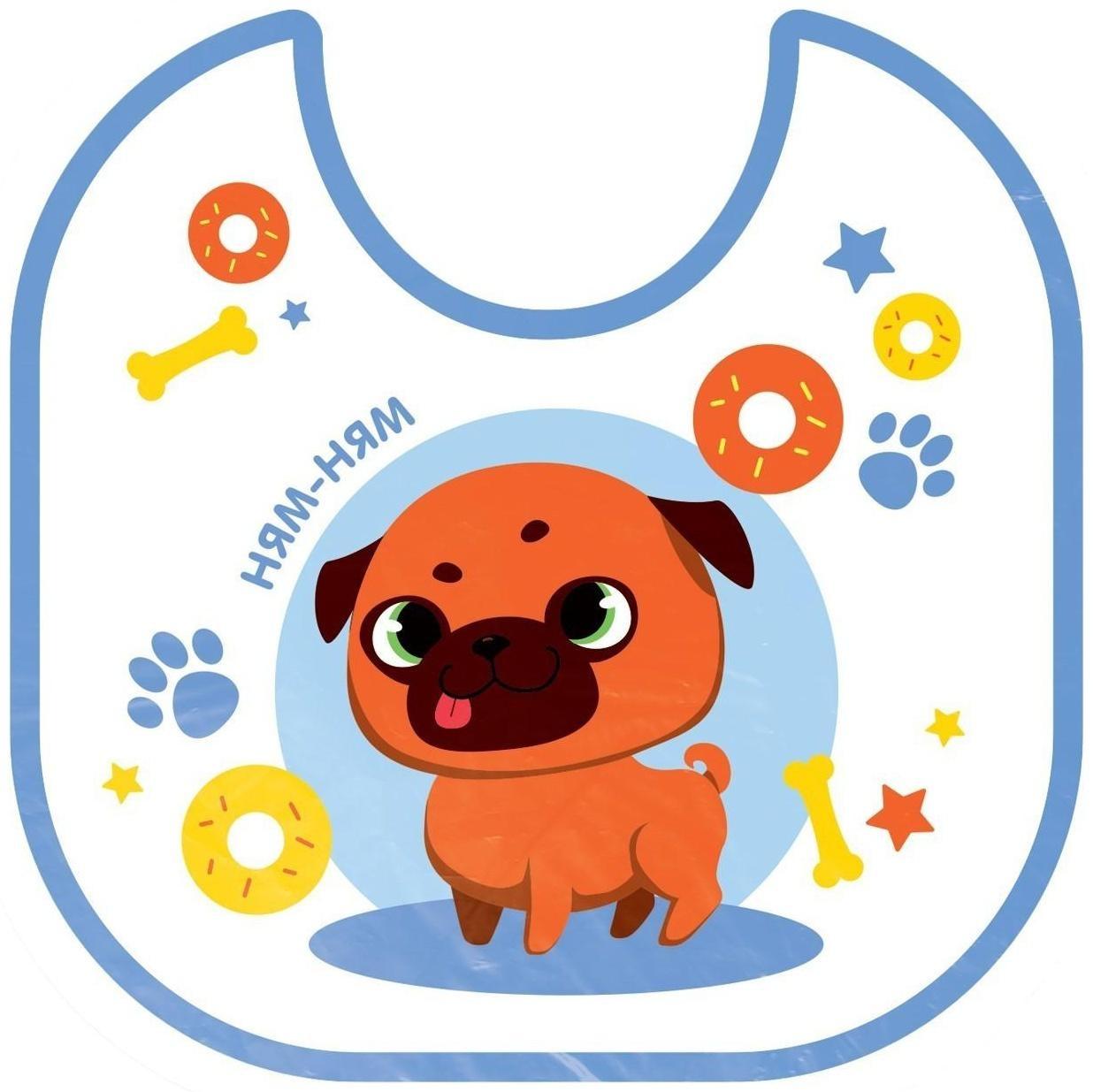 Нагрудник для кормления «ТРЕНД. Мопс» непромокаемый на завязках