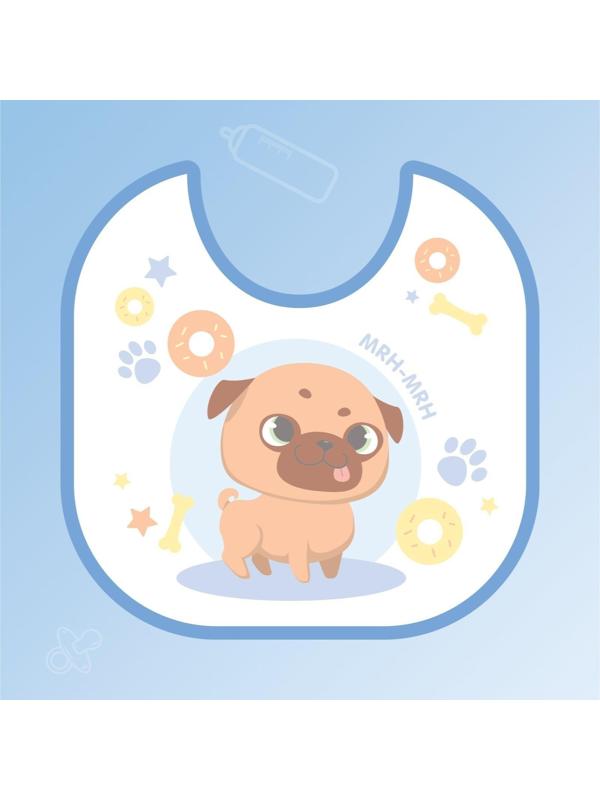 Нагрудник для кормления «ТРЕНД. Мопс» непромокаемый на завязках