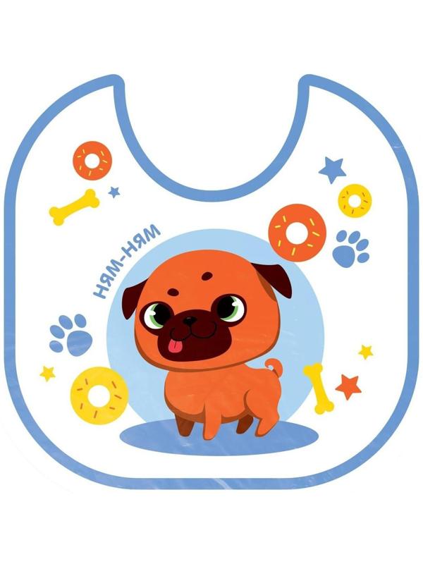 Нагрудник для кормления «ТРЕНД. Мопс» непромокаемый на завязках