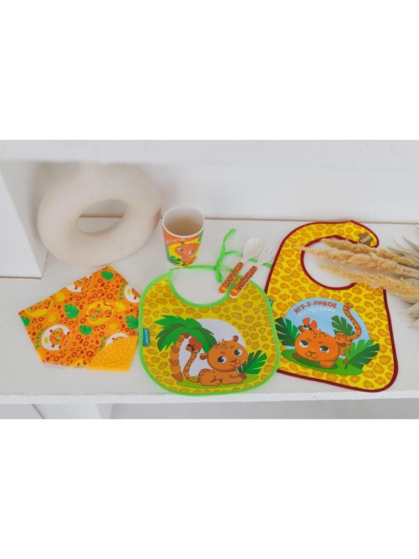 Нагрудник для кормления «ТРЕНД. Леопард» непромокаемый на завязках