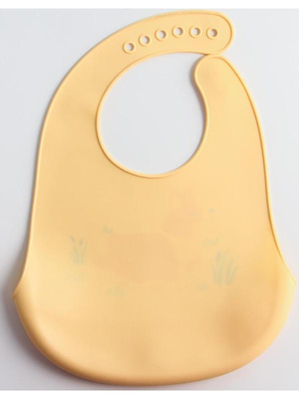 Нагрудник для кормления «Собачка» силиконовый с карманом, цвет бежевый