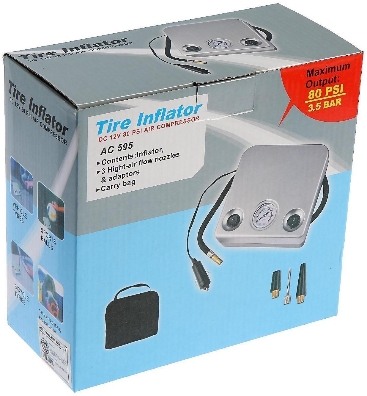 Компрессор автомобильный, 12В, 25 л/мин, провод 280 см