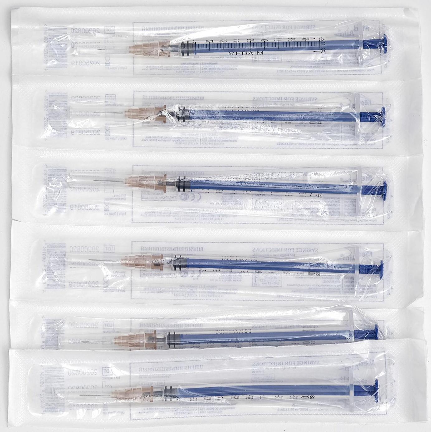 Шприц туберкулиновый MEDAIM 1 мл с иглой 0,45х12мм (26Gх1/2