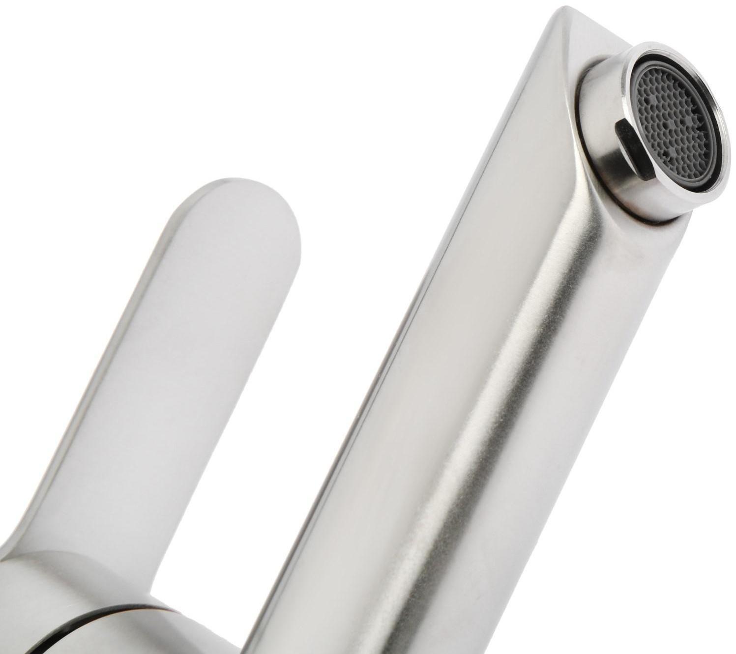 Смеситель для раковины Accoona A96103, однорычажный, с гайкой, нержавеющая сталь, хром