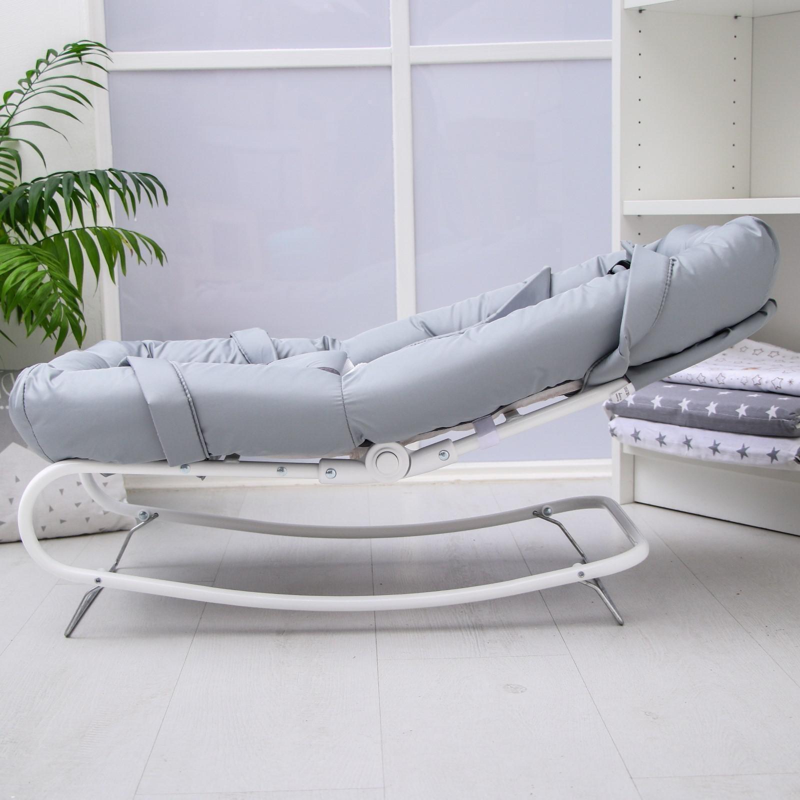 Детский шезлонг Polini kids Зигзаг, серый