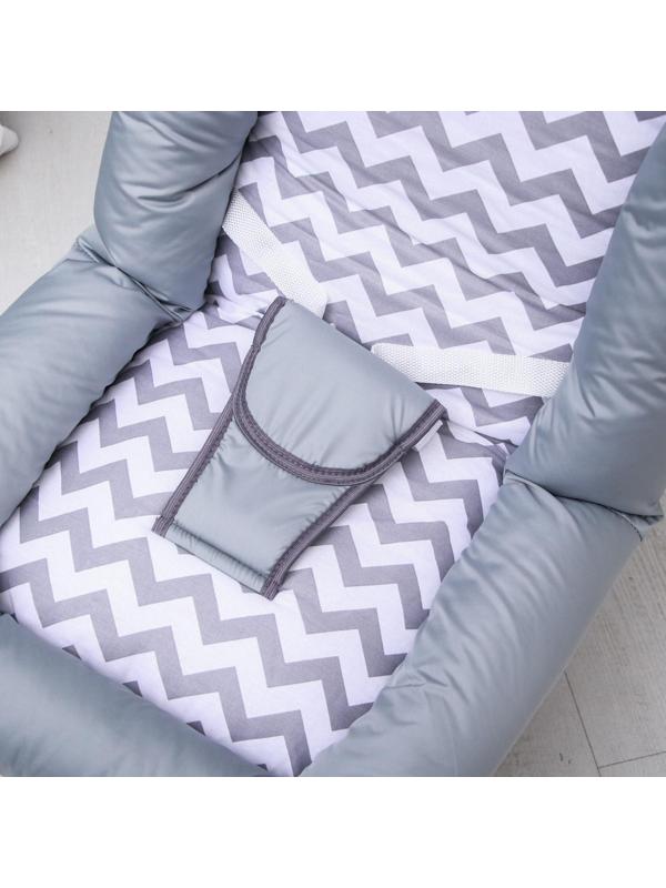 Детский шезлонг Polini kids Зигзаг, серый