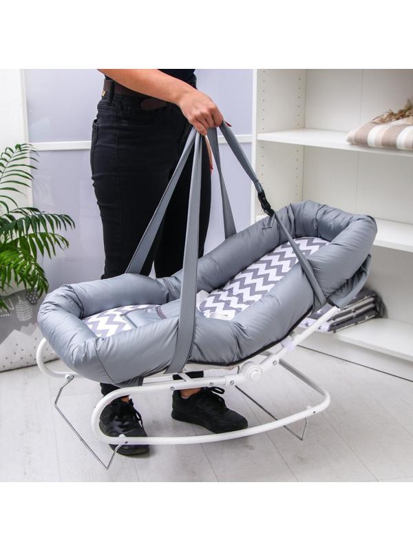 Детский шезлонг Polini kids Зигзаг, серый