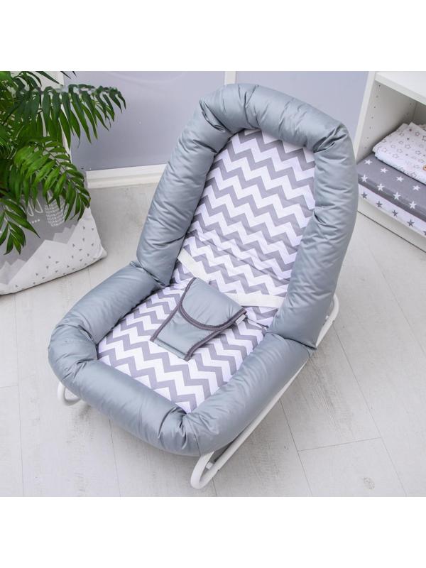 Детский шезлонг Polini kids Зигзаг, серый