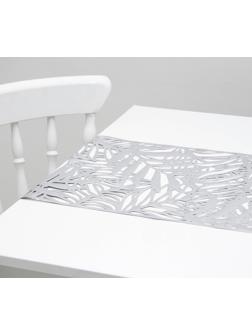 Дорожка на стол «Листья», 33×150 см, цвет серебряный