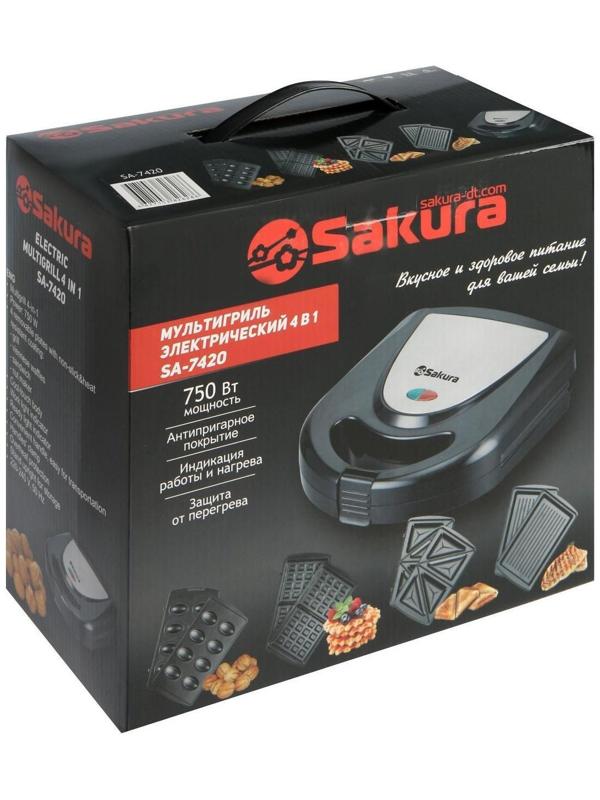 Мультипекарь Sakura SA-7420, 750 Вт, антипригарное покрытие, орешки, чёрный