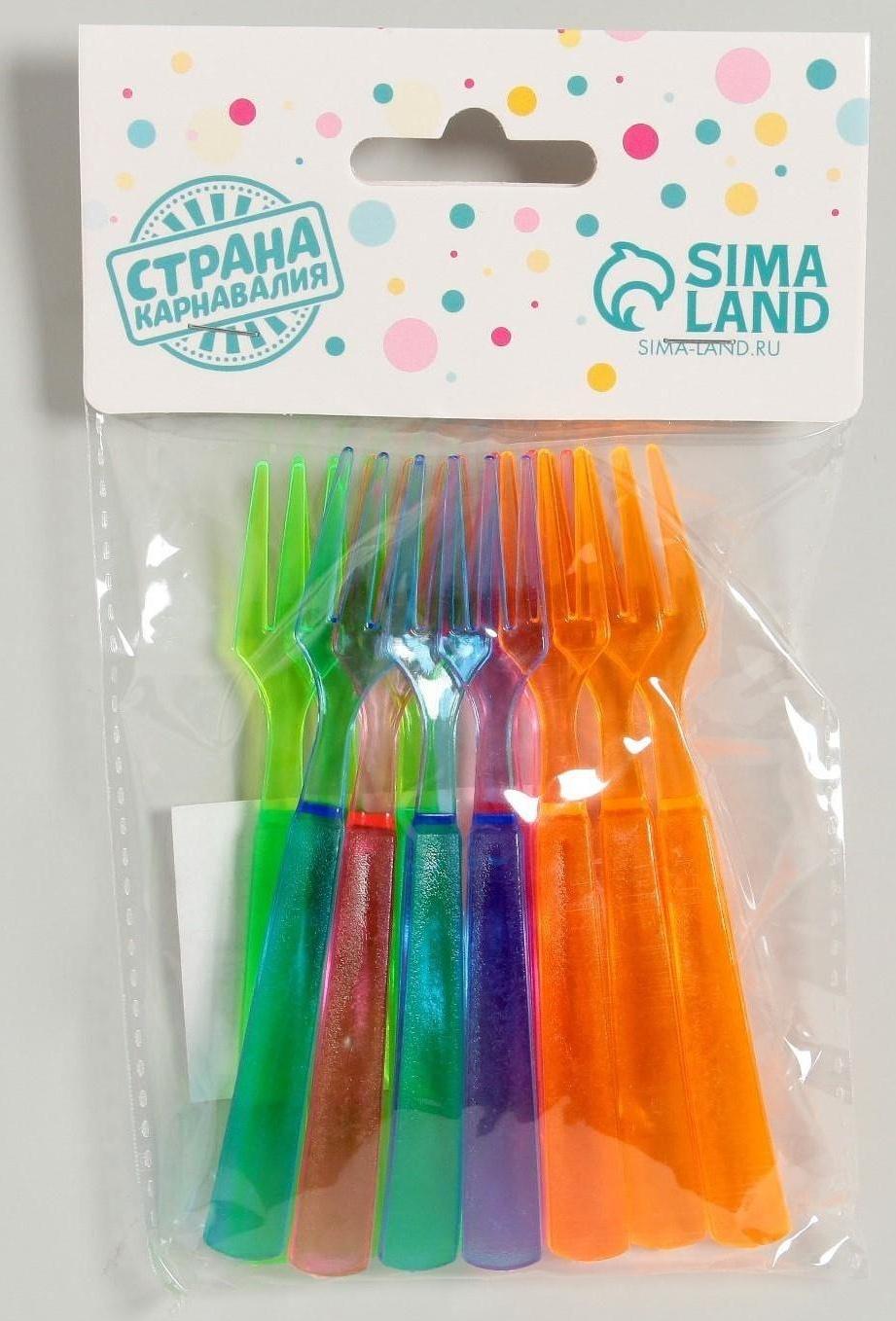 Вилки пластиковые, набор 12 шт., цвета МИКС