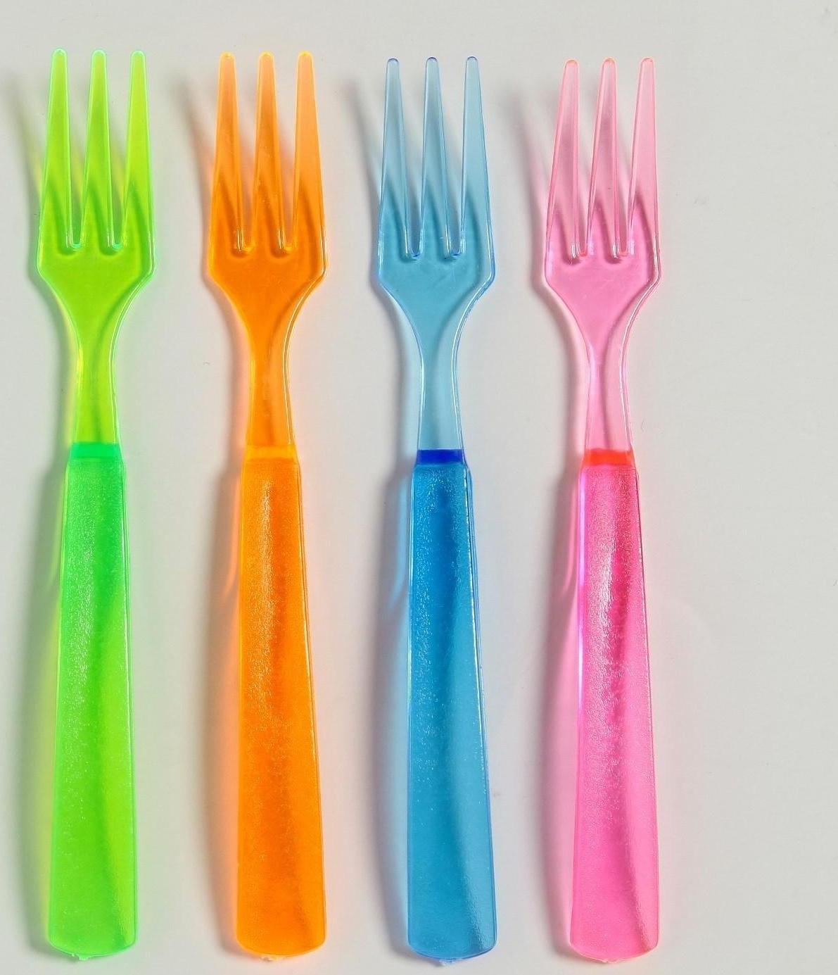 Вилки пластиковые, набор 12 шт., цвета МИКС