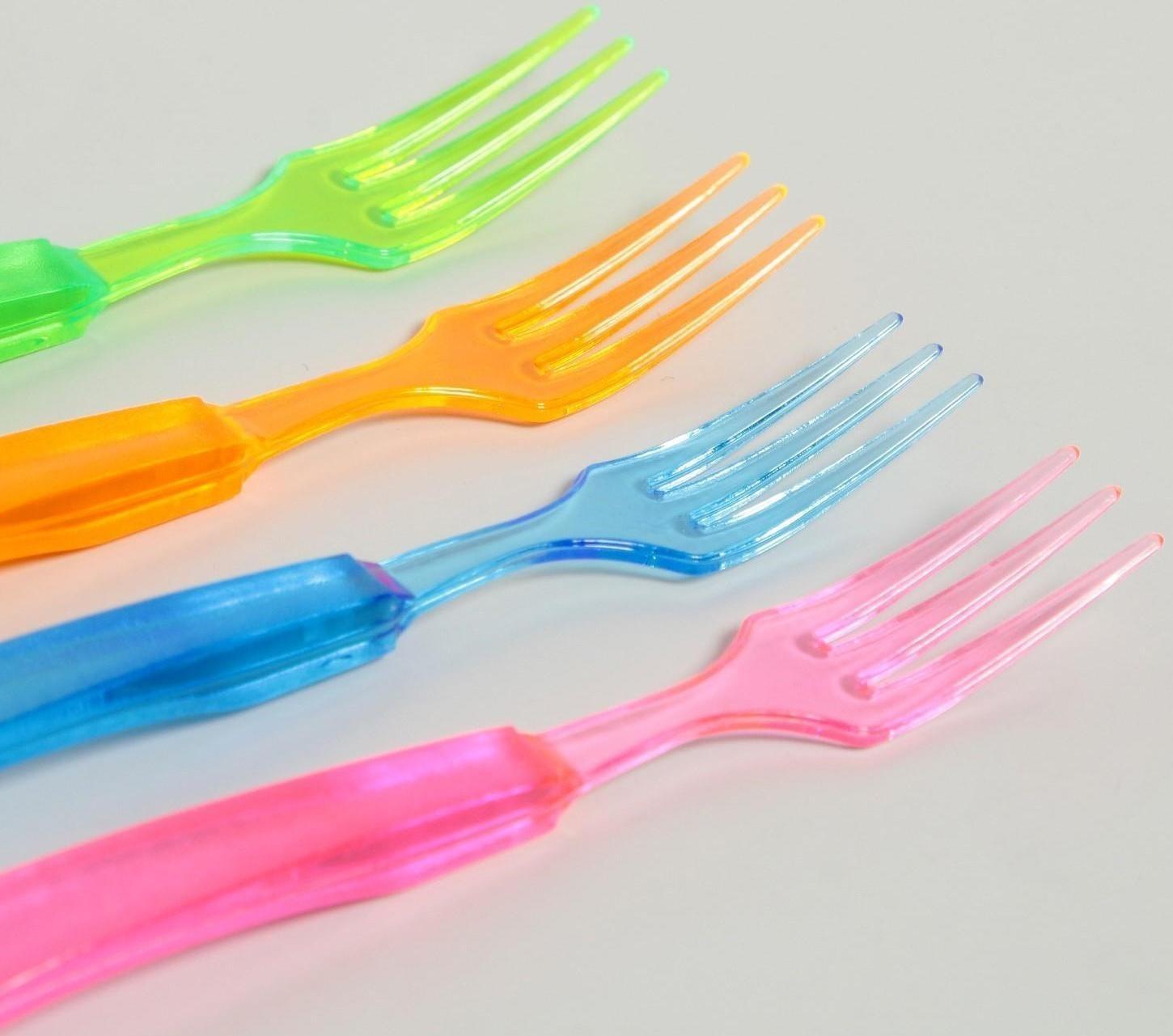 Вилки пластиковые, набор 12 шт., цвета МИКС