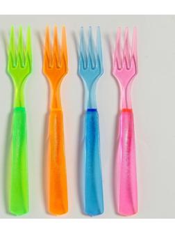 Вилки пластиковые, набор 12 шт., цвета МИКС