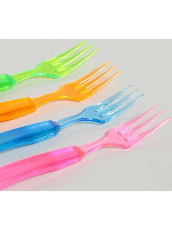 Вилки пластиковые, набор 12 шт., цвета МИКС