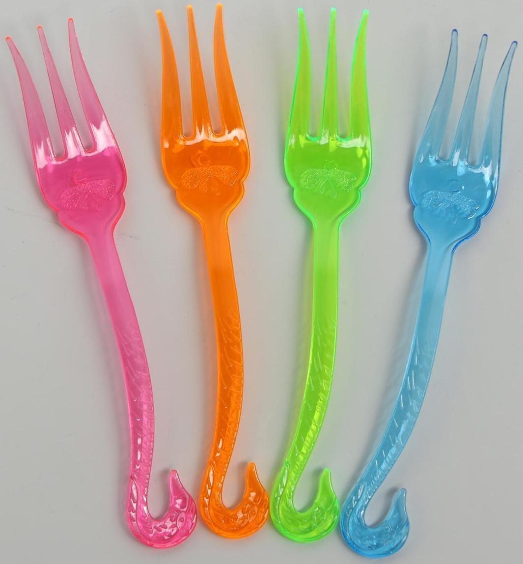 Вилки пластиковые, набор 12 шт., цвета МИКС