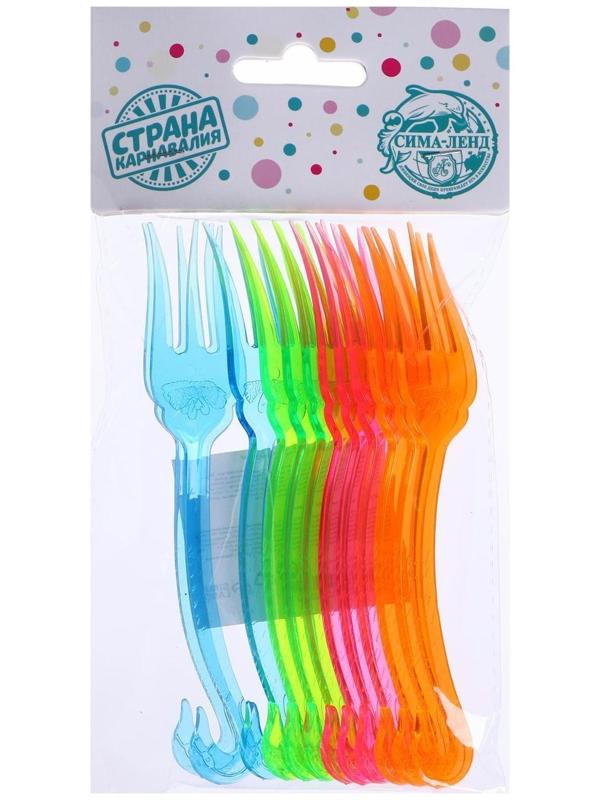 Вилки пластиковые, набор 12 шт., цвета МИКС