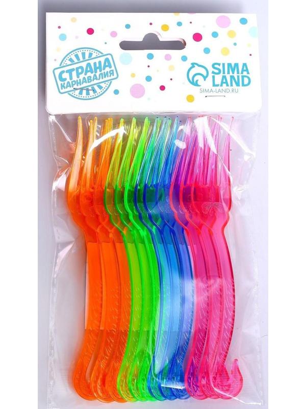 Вилки пластиковые, набор 12 шт., цвета МИКС