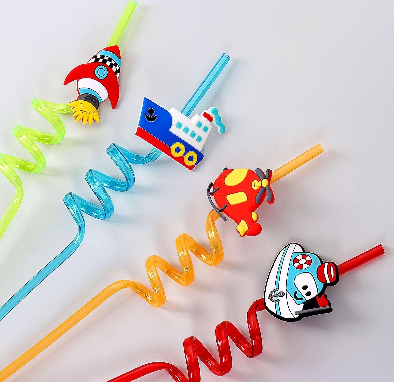 Трубочки для коктейля «Транспорт», набор 4 шт., МИКС