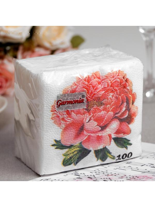 Салфетки бумажные Гармония цвета Пионы, 100 листов