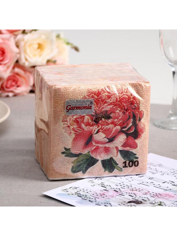 Салфетки бумажные Гармония цвета Пионы, 100 листов