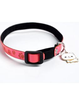 Ошейник светоотражающий «Лапки» с подвесом, 30 х 1 см, цвет розовый