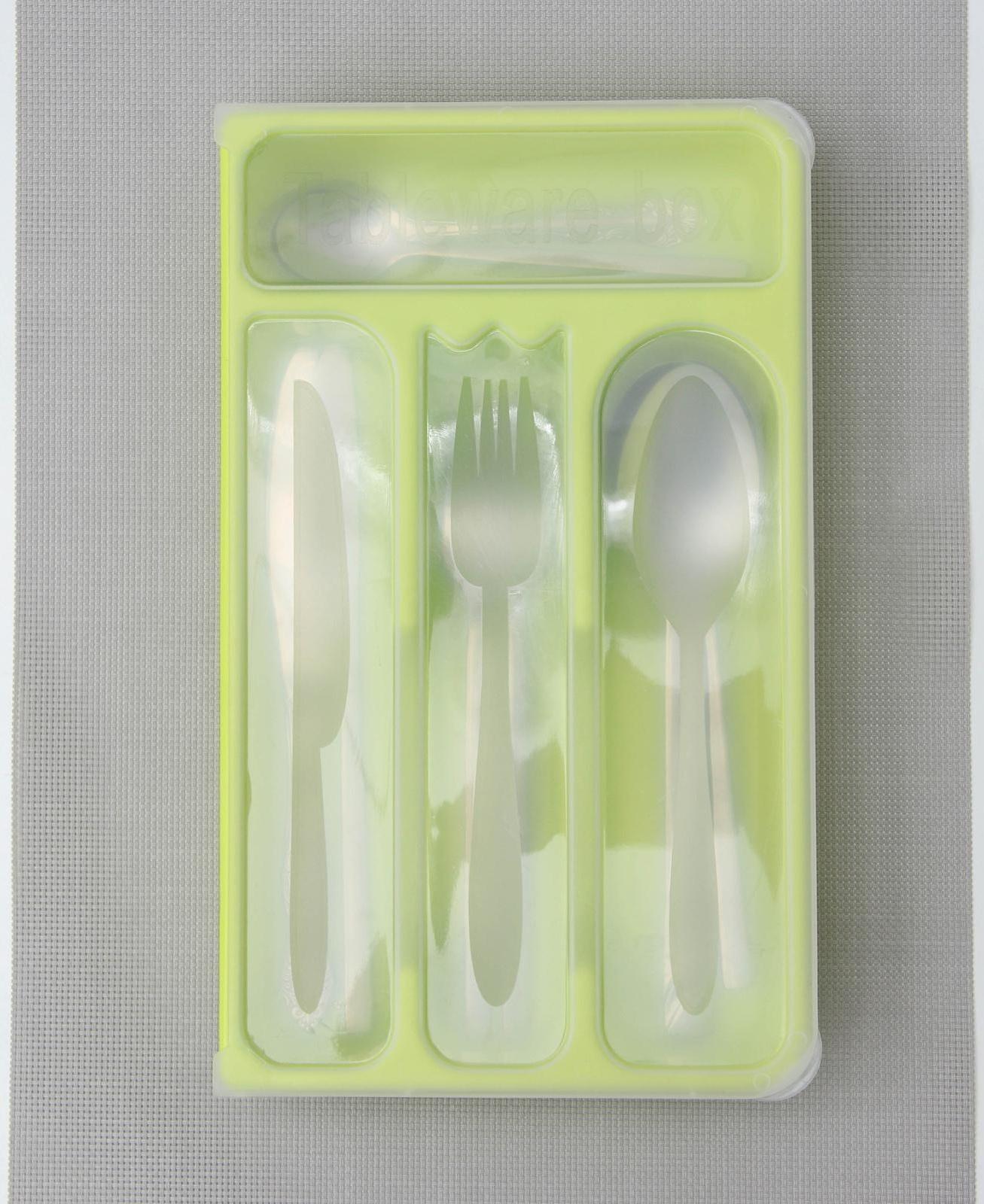 Лоток для столовых приборов с крышкой, 30×18×4,5 см, цвет МИКС