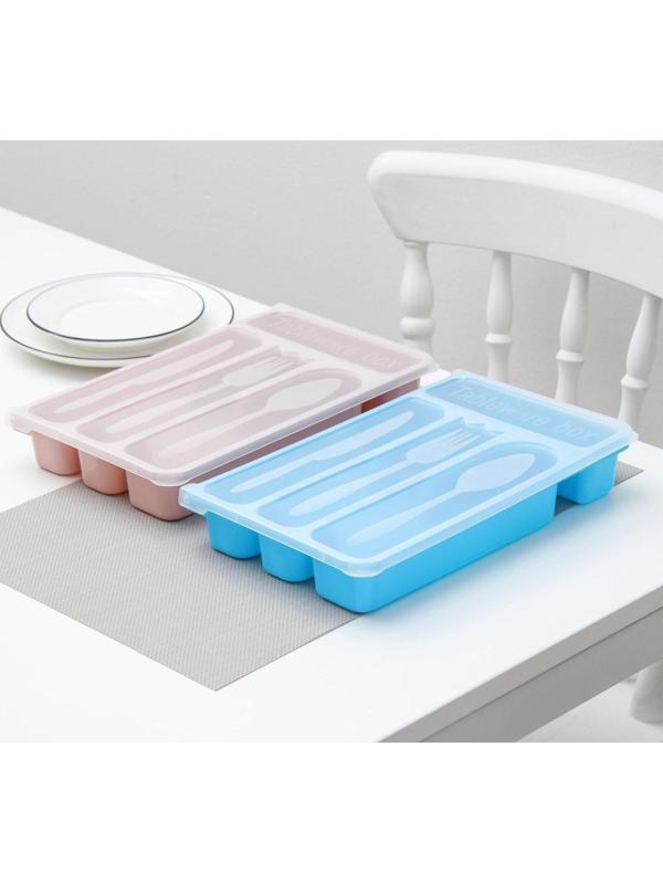 Лоток для столовых приборов с крышкой, 30×18×4,5 см, цвет МИКС