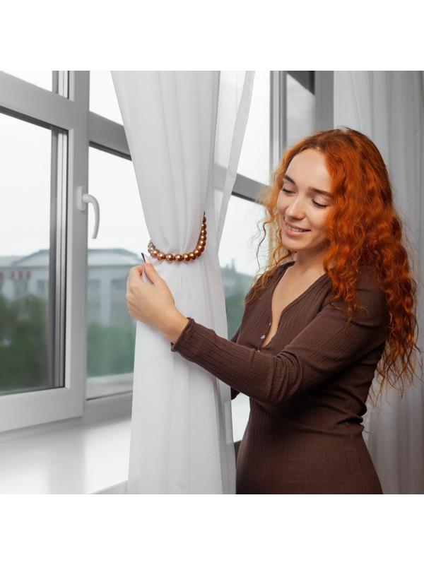 Подхват для штор «Бусы из жемчуга», d = 1,5 см, 30 см, цвет коричневый