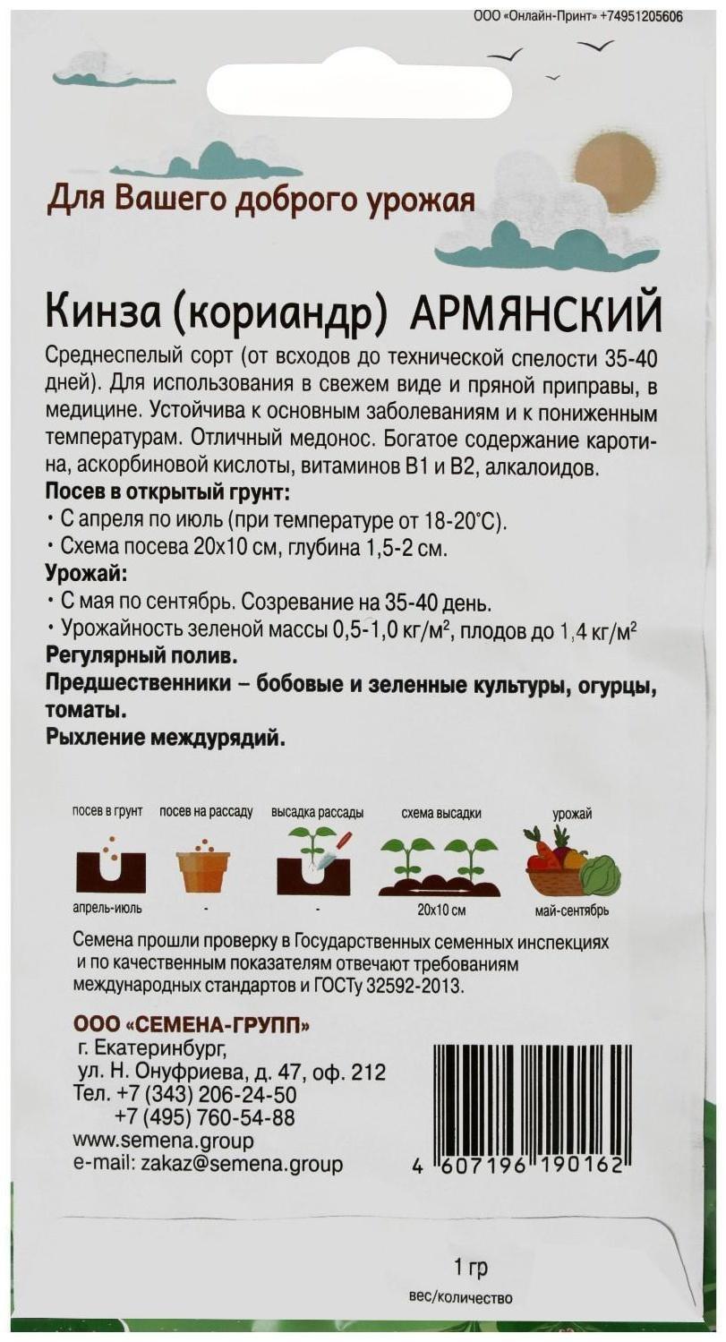 Семена Кинза (кориандр) Армянский 1 гр