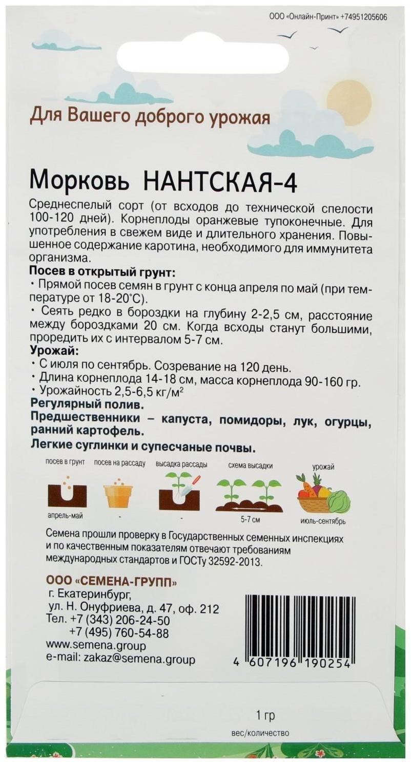 Семена Морковь Нантская-4 1 гр