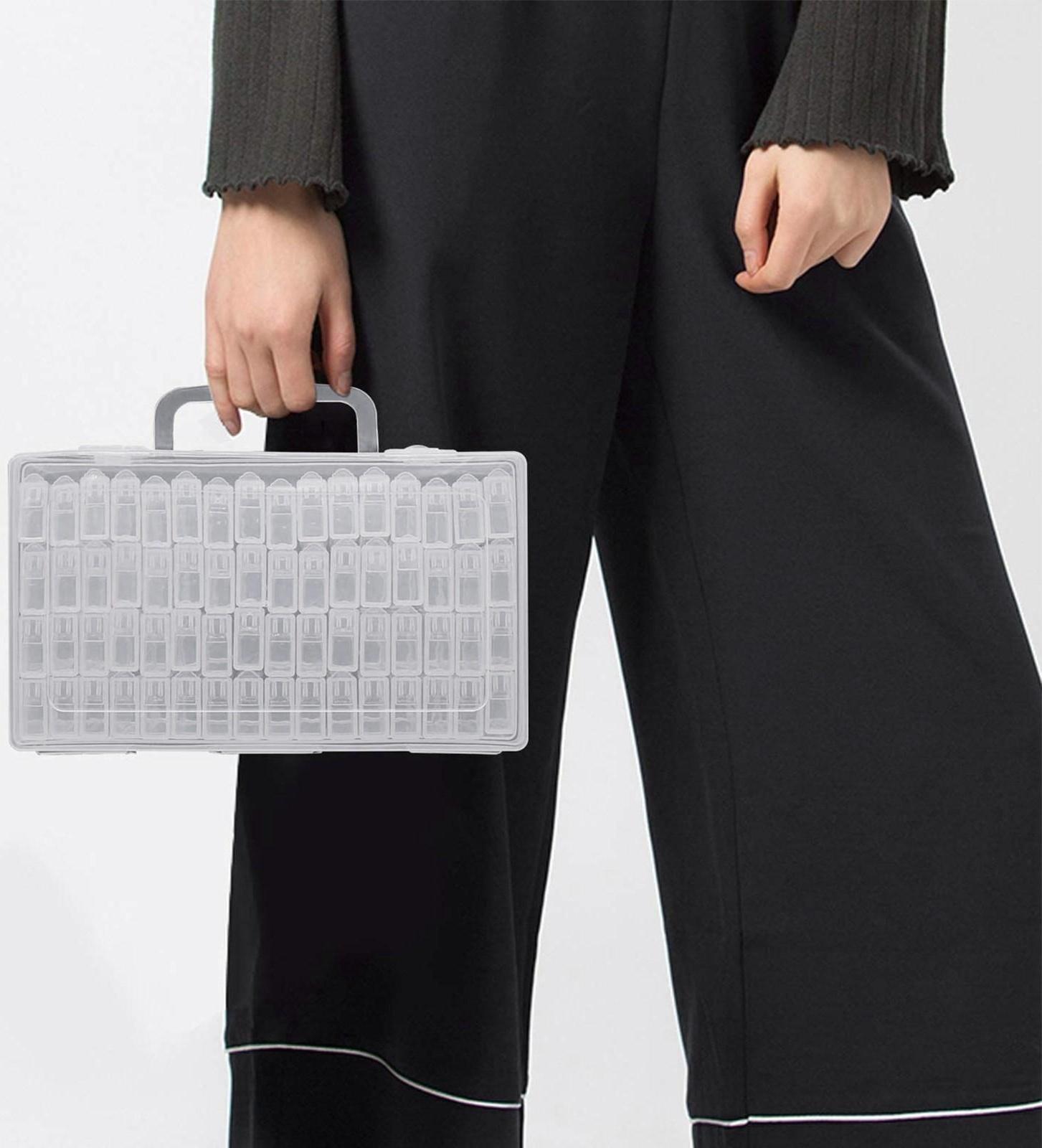 Набор контейнеров для рукоделия, 64 баночки, 1,5 × 3 × 5 см, с наклейками, 13 × 22 × 5 см, цвет прозрачный